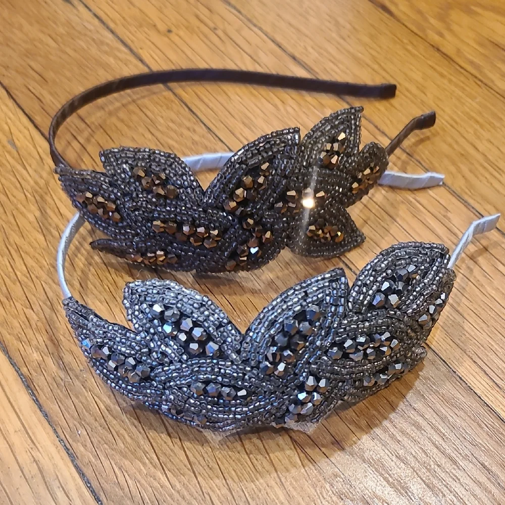 Brown and Silver Beaded Headbands